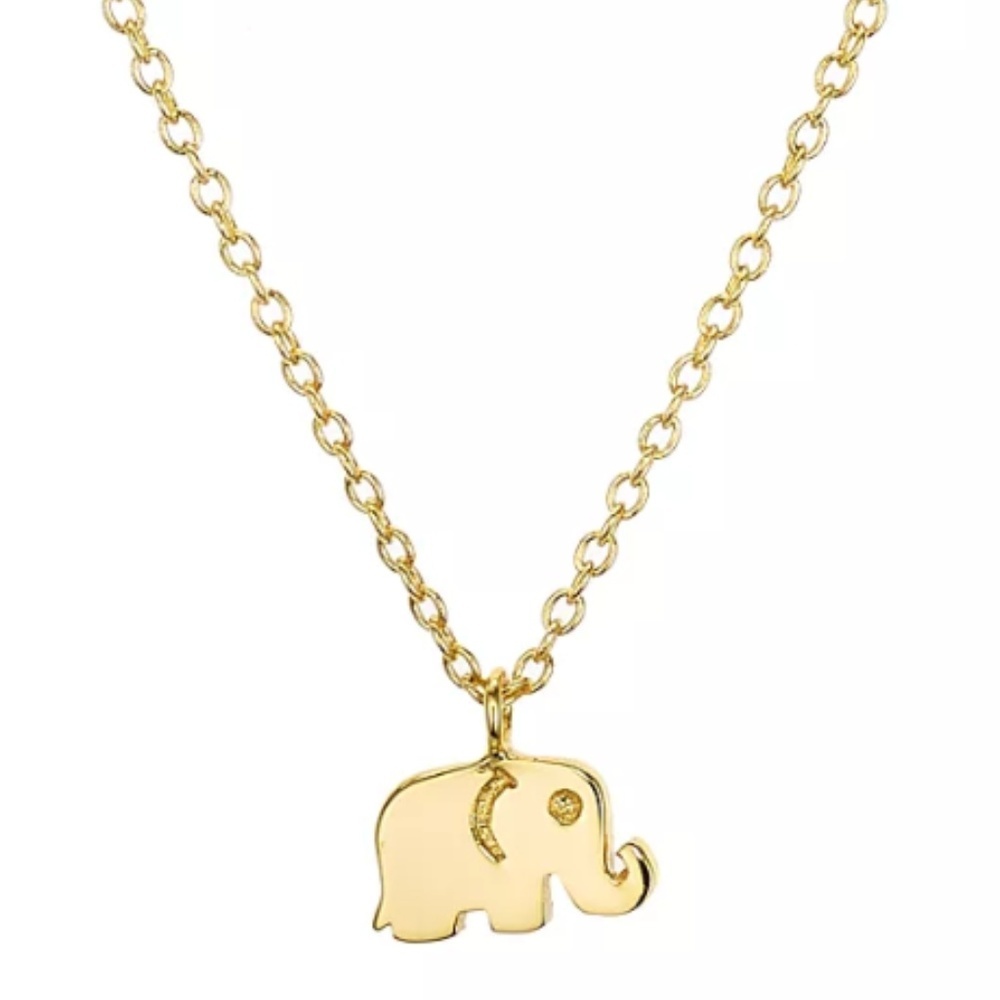 AQUA Gold Statement Necklace Tiny Elephant Pendant NWT
